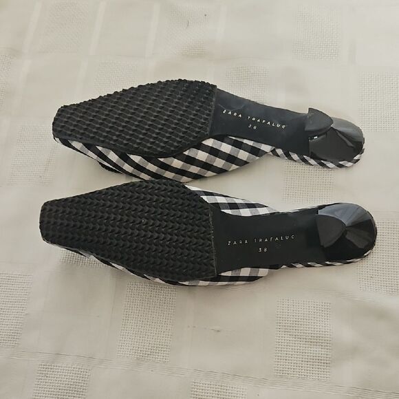 Black and White Checkered Women's Mules - Picture 4 of 16